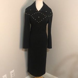 Carambola Verona vintage black long sleeve dress, size 42 (made in Italy)